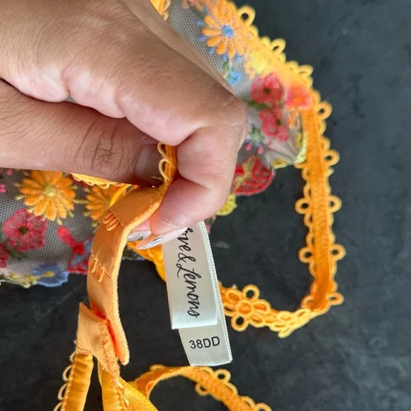 For Love And Lemons Orange Floral Sheer Bra LIMTED COLLECTION - Picture 5 of 5